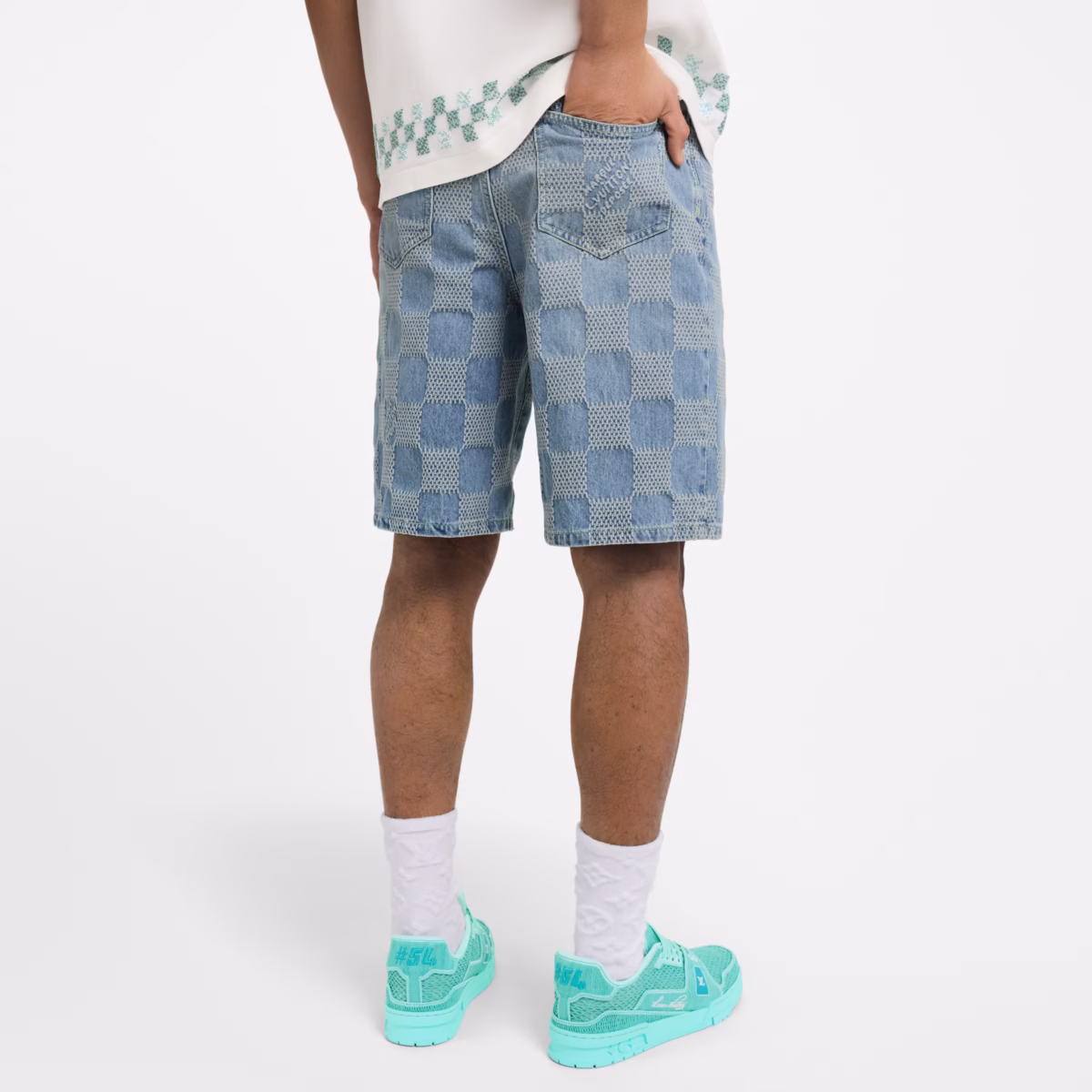 Damier 3d light denim shorts - Image 1