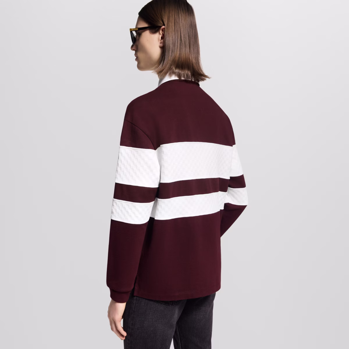 LV Damier Striped Long Sleeved Polo Shirt - Image 3