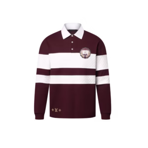 Damier striped long sleeved polo shirt - Image 2
