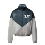 Graphic leather mix tracktop