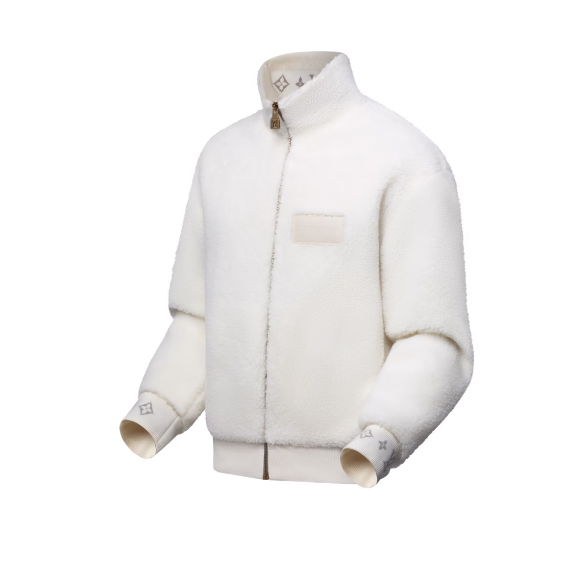 louis vuittonn leather patch fleece blouson - Image 3