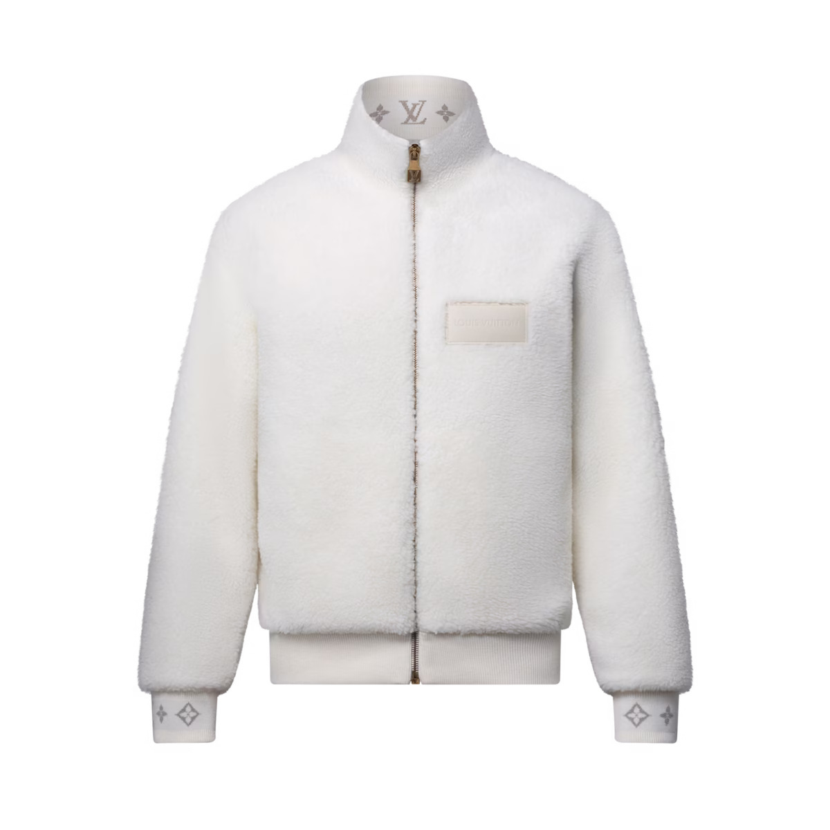 louis vuittonn leather patch fleece blouson - Image 1