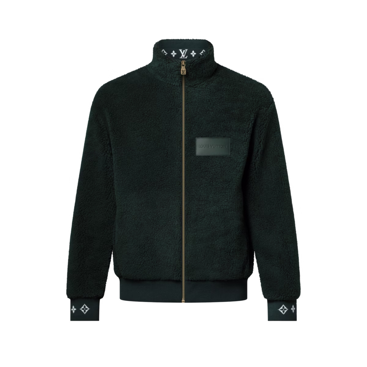 louis vuitton leather patch fleece blouson - Image 1