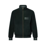 louis vuitton leather patch fleece blouson