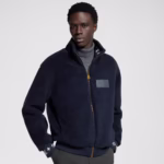 leather patch fleece blouson