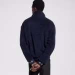leather patch fleece blouson - Image 3