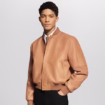 Natural leather varsity blouson