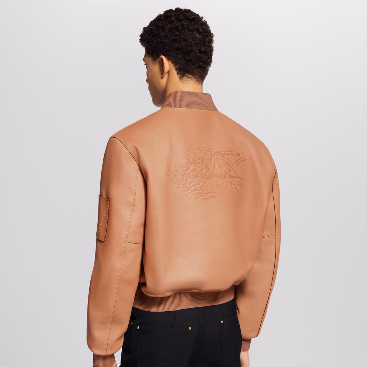 Natural leather varsity blouson - Image 4