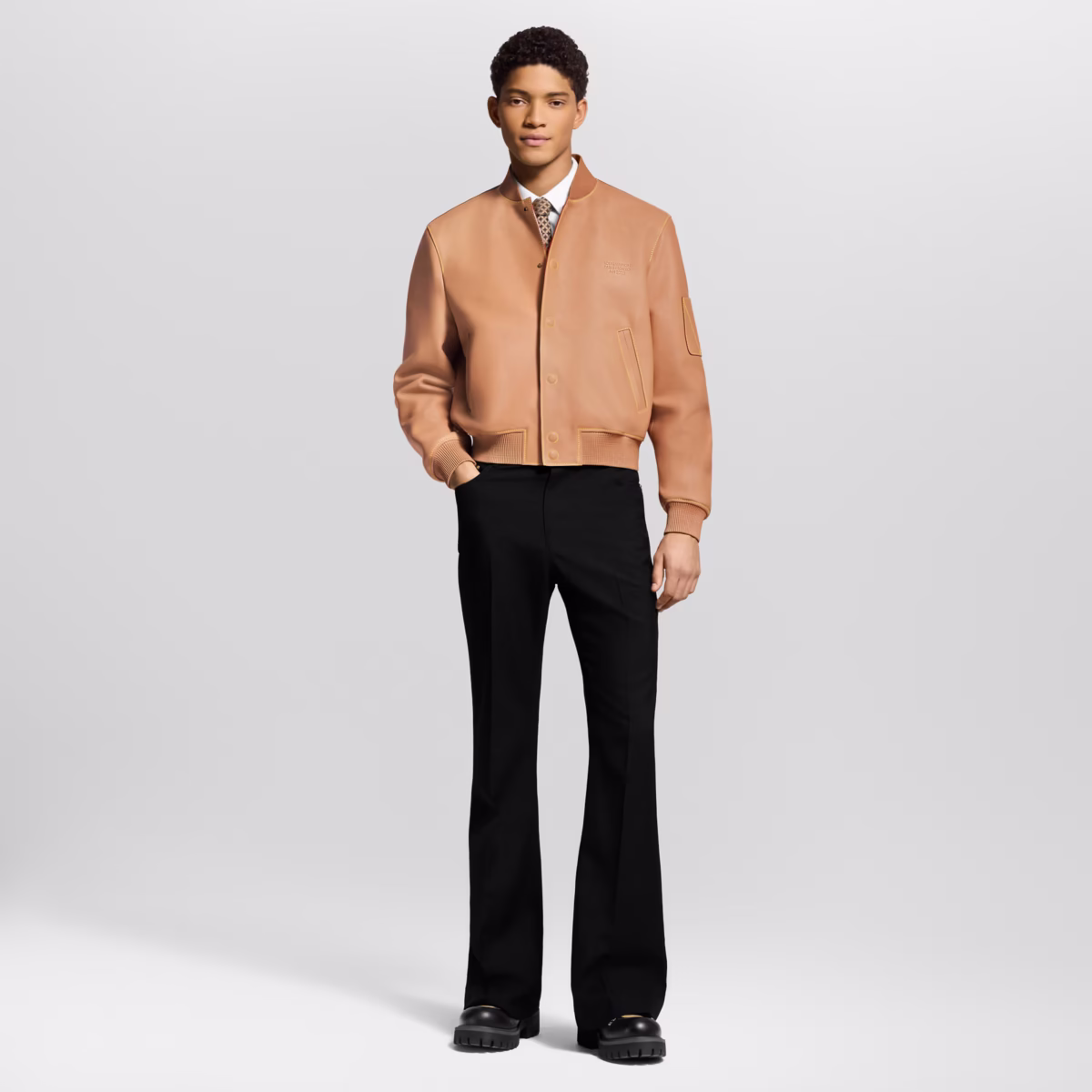 Natural leather varsity blouson - Image 3