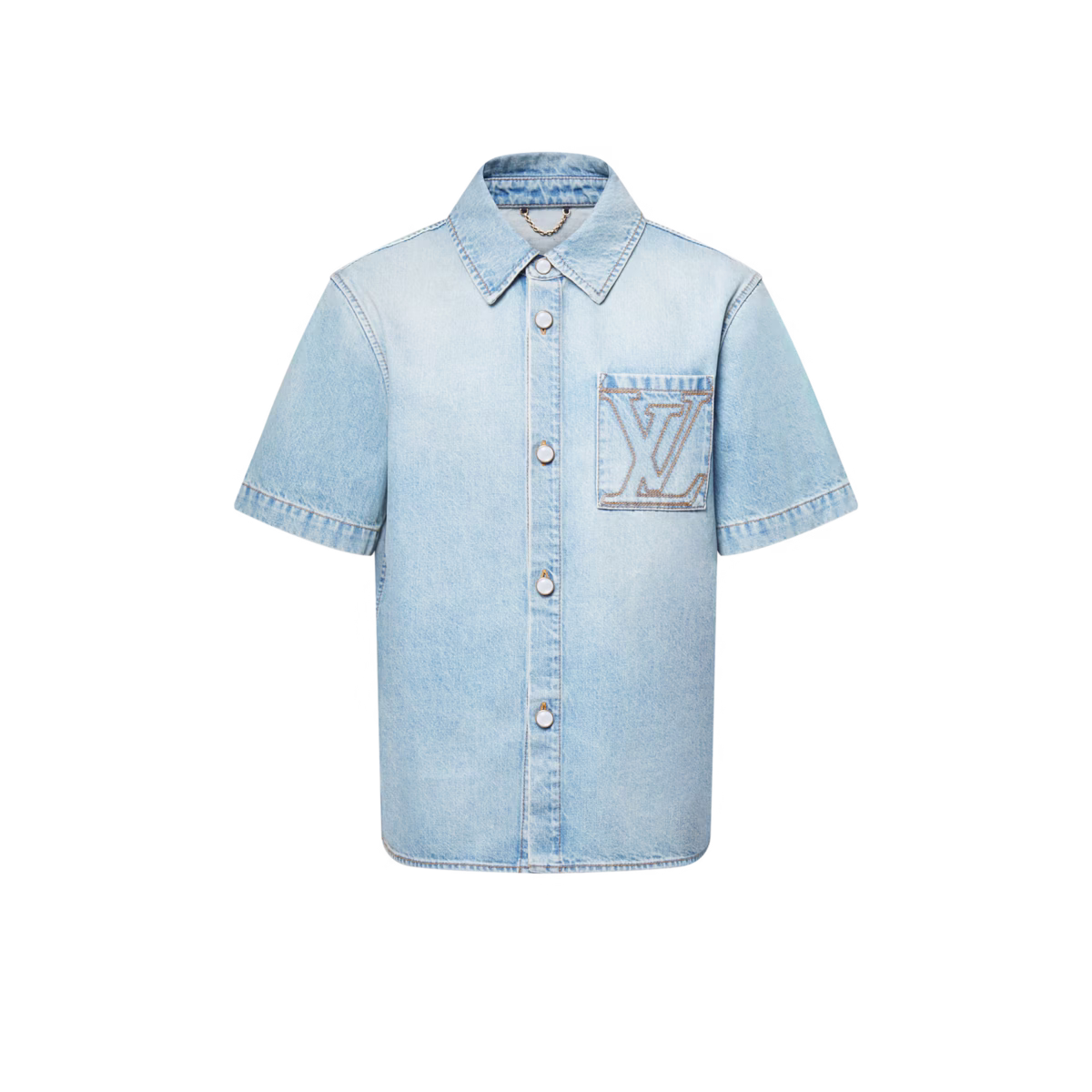 short sleeved denim shirt - Image 1