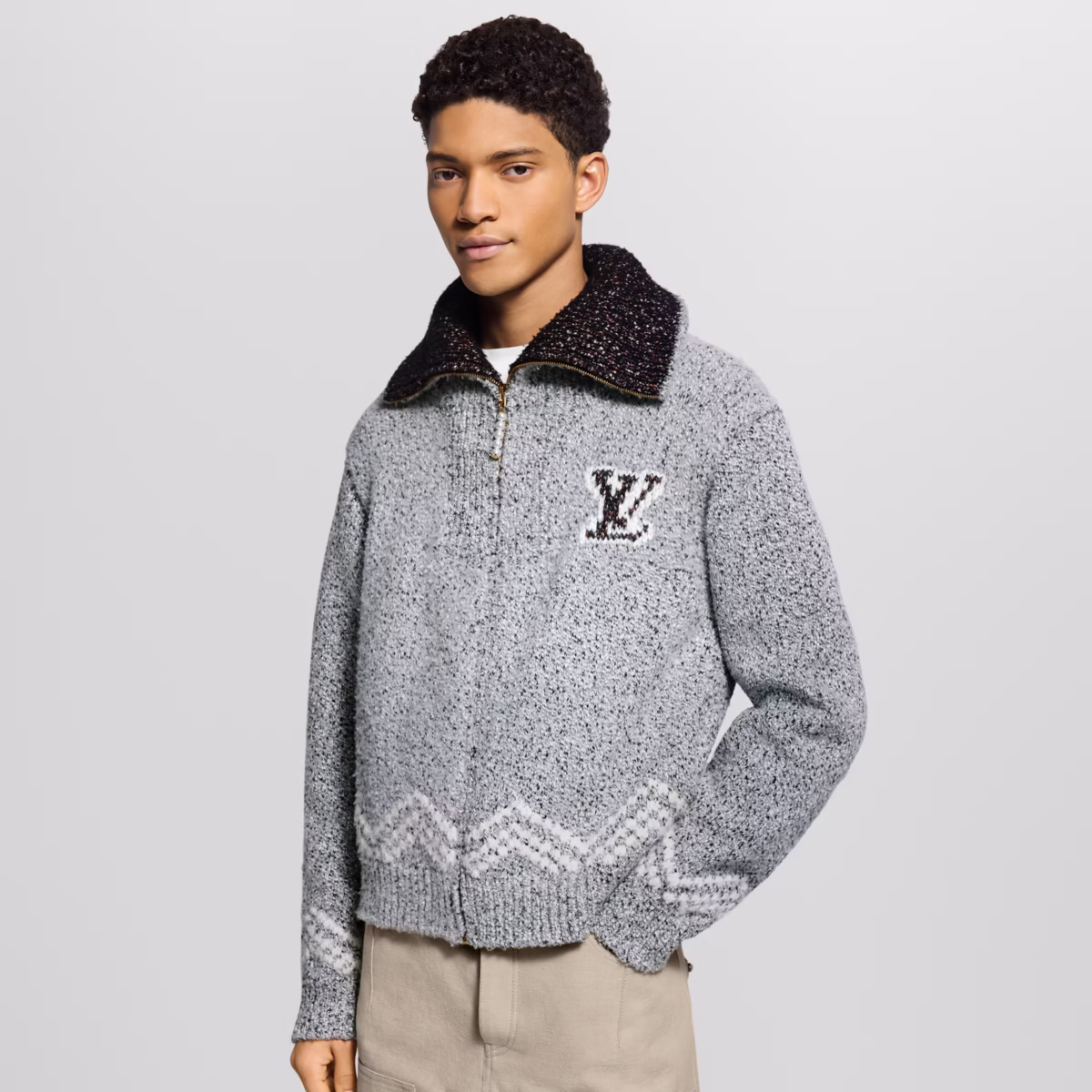 zippered knitted blouson - Image 1