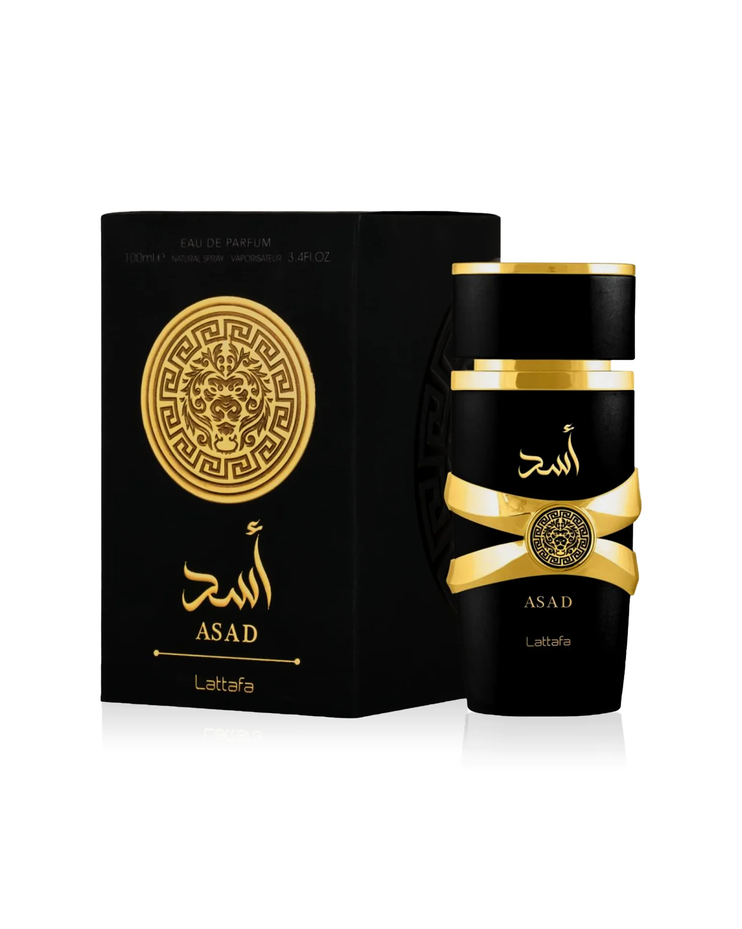 asad-eau-de-parfum-bottle-beside-its-box-against-white-background.jpg Latafa Asad - Image 1