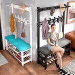 Metro Industrial Entryway Hall Tree with Padded Bench - Image 2