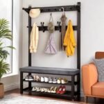 Metro Industrial Entryway Hall Tree with Padded Bench - Image 4